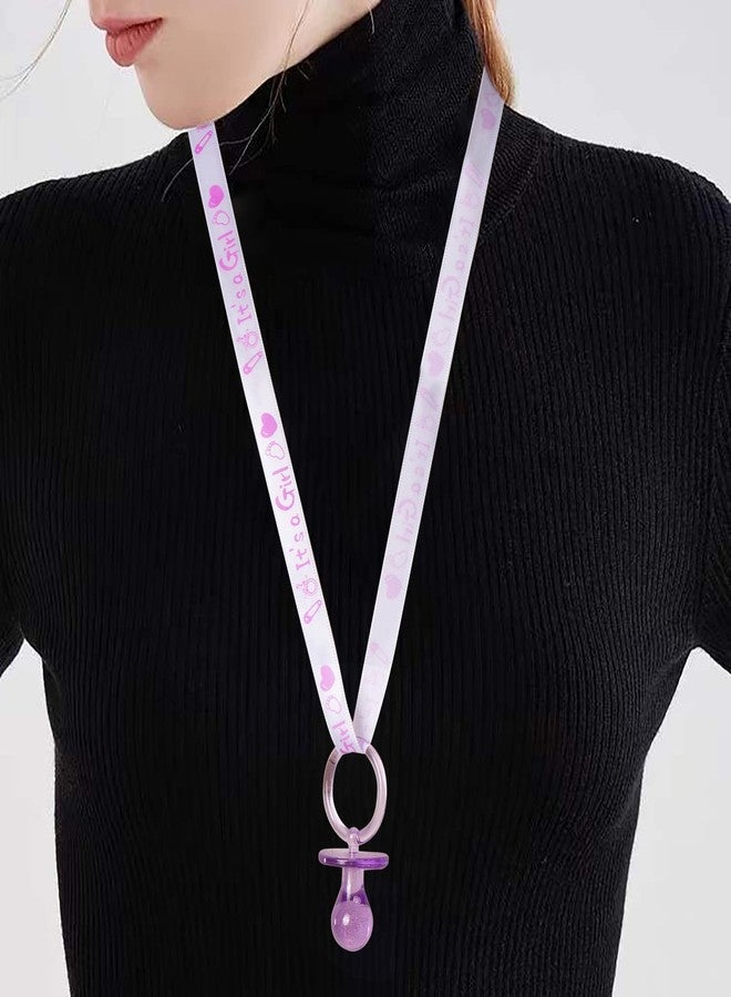 ZYFLSQ 24 Baby Shower Pacifiers Necklace，2.5 inch Acrylic Pacifier Charm Suitable for Party Favors Decorations (Purple) - Image 4